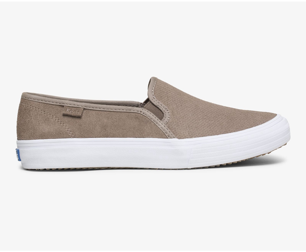 Keds Slip Ons Damen Grau - Double Decker Suede - NYW-708614